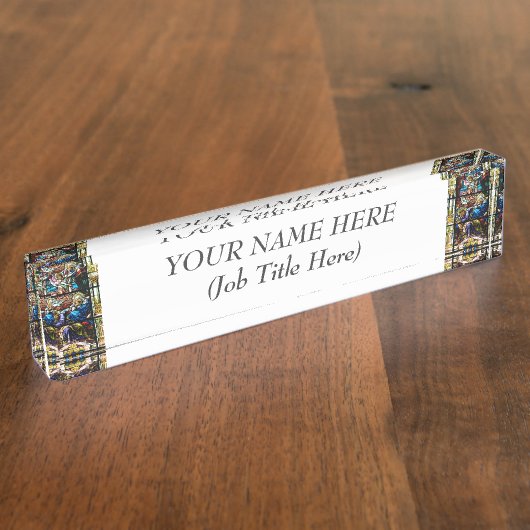 Vogels van Jezus Glas in lood Naambordje (Zijkant)