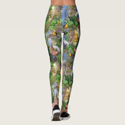 Vogels van paradijs Herhaal afdrukken Leggings (Achterkant)