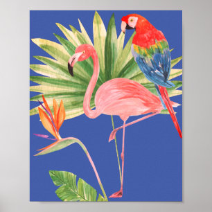 Vogels van Paradise ~ Flower, Flamingo and Macaw Poster