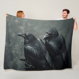 Vogels van veren paar kraaien, raven fleece deken