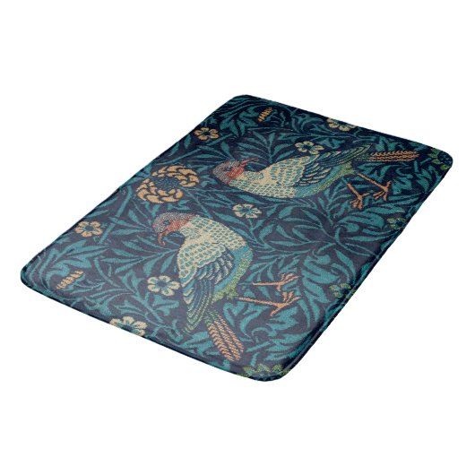 "Vogels" van William Morris Blue Pattern Badmat (Gekanteld)