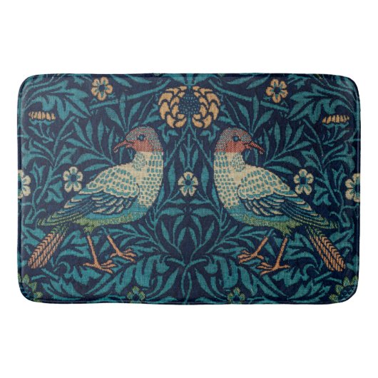 "Vogels" van William Morris Blue Pattern Badmat (Voorkant)