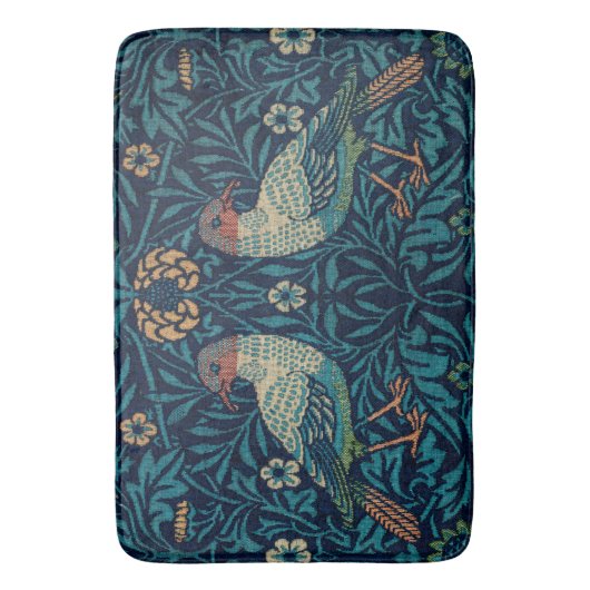 "Vogels" van William Morris Blue Pattern Badmat (Voorkant Verticaal)