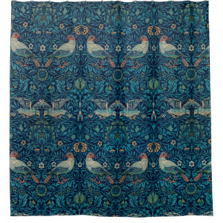 "Vogels" van William Morris Blue Pattern Douchegordijn