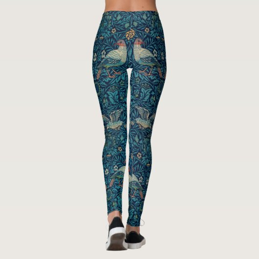 "Vogels" van William Morris Blue Pattern Leggings (Achterkant)