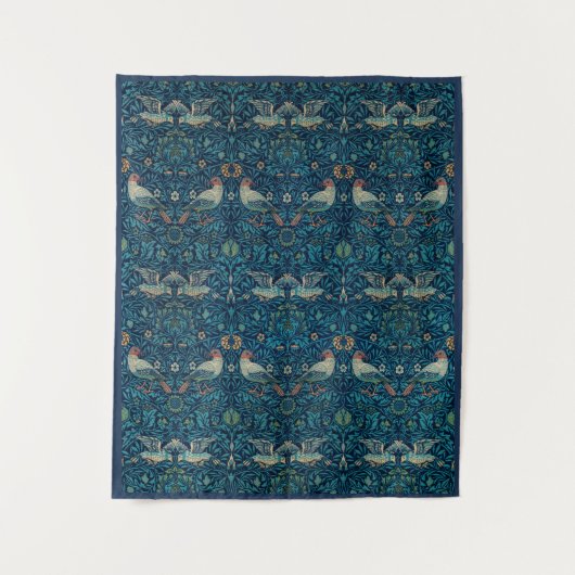 "Vogels" van William Morris Blue Pattern Wandkleed (Voorkant)