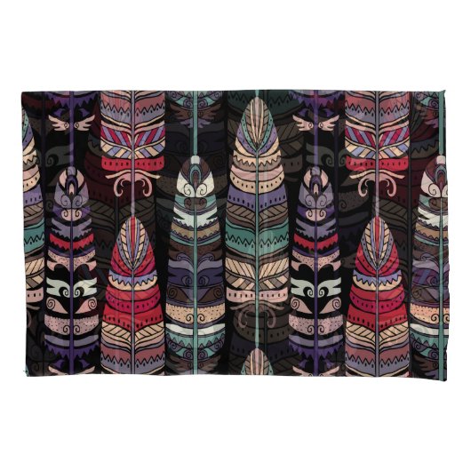 Vogels Veren Tribal Art Naadloos Kussensloop (Voorkant)