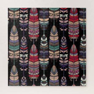Vogels Veren Tribal Art Naadloos Legpuzzel