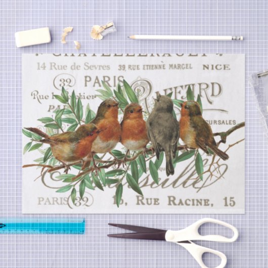 Vogels verlaten  Franse naamsbekendheid Tissuepapier (Craft)