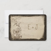  Vogels Verouderd Perkament Bruiloft RSVP Kaartje (Achterkant)