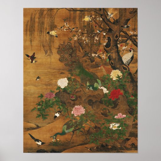 Vogels verzamelen onder het voorjaar van het wild poster (Voorkant)