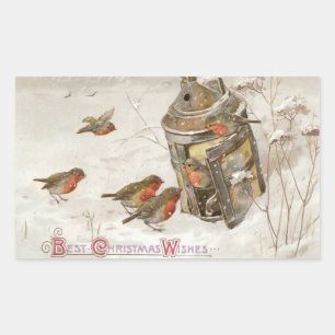 Vogels vinden de plank van de Lantern Vintage Kers Rechthoekige Sticker