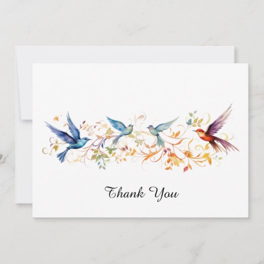 Vogels vliegen grafisch patroon bedankkaart (Voorkant)