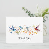 Vogels vliegen grafisch patroon bedankkaart (Staand voorkant)