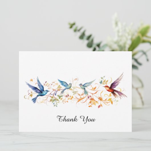 Vogels vliegen grafisch patroon bedankkaart (Staand voorkant)