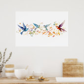 Vogels vliegen grafisch patroon poster (Keuken)