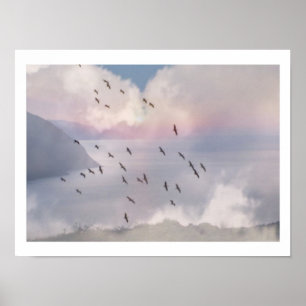VOGELS VLIEGEN IN GROEP POSTER