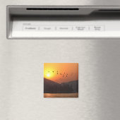 Vogels vliegen in Sunset Sky over East Lake Foto Magneet (Insitu (Vaatwasser))