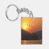 Vogels vliegen in Sunset Sky over East Lake Foto Sleutelhanger (Voorkant Links)