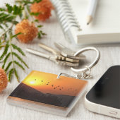 Vogels vliegen in Sunset Sky over East Lake Foto Sleutelhanger (Voorkant Rechts)