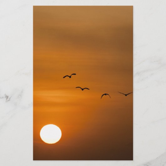 Vogels vliegen in zonsondergang briefpapier (Voorkant)
