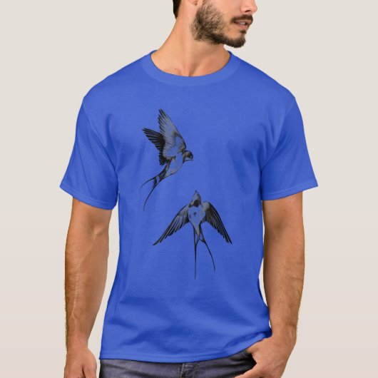 Vogels vliegen retro t-shirt (Voorkant)