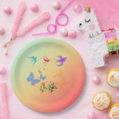 Vogels Vlinders Bloemen in Natuur Papieren Bordje (Feest)