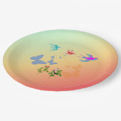 Vogels Vlinders Bloemen in Natuur Papieren Bordje (Gekanteld)