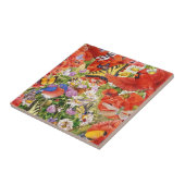 Vogels, vlinders en bijen, keramische tegel tegeltje (Zijkant)