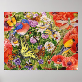 Vogels, vlinders en bijen poster