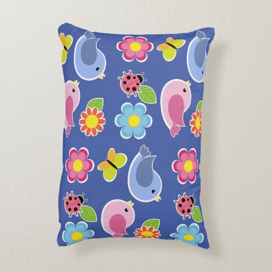 Vogels, Vlinders en Lieveheersbeestjes Bloemtuin B Accent Kussen (Achterkant (Verticaal))