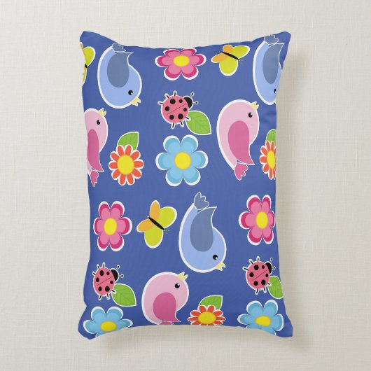Vogels, Vlinders en Lieveheersbeestjes Bloemtuin B Accent Kussen (Voorkant(Verticaal))