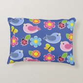 Vogels, Vlinders en Lieveheersbeestjes Bloemtuin B Accent Kussen (Achterkant)
