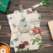  vogels, vlinders en vogels ontkoppelen inpakpapier vel