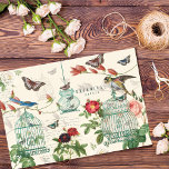 vogels, vlinders en vogels ontkoppelen tissuepapier<br><div class="desc">Elegant,  antiek -stijlonthoofdweefselpapier. Ontwerp met  vlinders,  florale plantaardig materiaal,  vogels en vogelkooien die dit prachtige  ontkoppelingsontwerp creëer. Ideaal voor meubelontkoppeling,  cadeautjes inpakken en nog veel meer! We hebben een breed scala aan ontkoppelde design.</div>