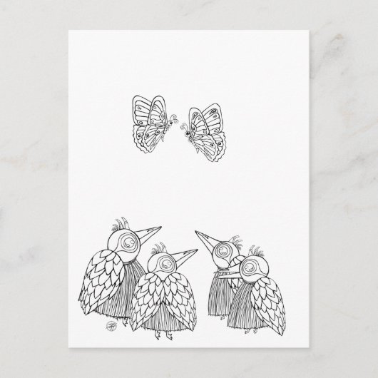 Vogels & Vlinders - Kleur het zelf Briefkaart (Voorkant)