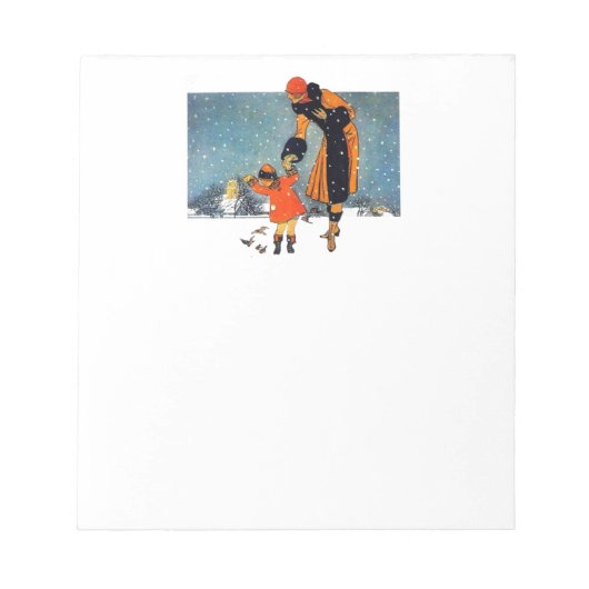 Vogels voeren in de sneeuw notitieblok (Voorkant)