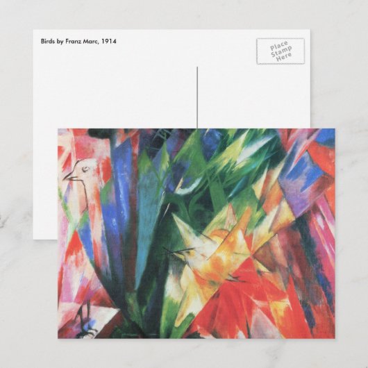 Vogels (Vogel) van Franz Marc,  Cubistische kunst Briefkaart (Voorkant / Achterkant)