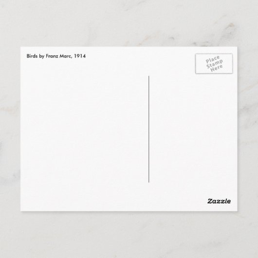 Vogels (Vogel) van Franz Marc,  Cubistische kunst Briefkaart (Achterkant)