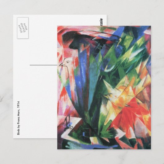 Vogels (Vogel) van Franz Marc, Cubistische kunst Briefkaart (Voorkant / Achterkant)
