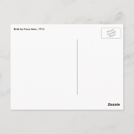 Vogels (Vogel) van Franz Marc,  Cubistische kunst Briefkaart (Achterkant)