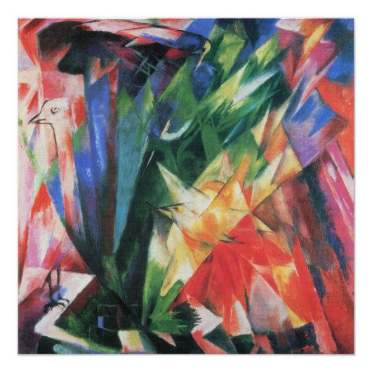 Vogels (Vogel) van Franz Marc,  Cubistische kunst Poster (Voorkant)
