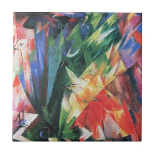 Vogels (Vogel) van Franz Marc,  Cubistische kunst Tegeltje (Voorkant)