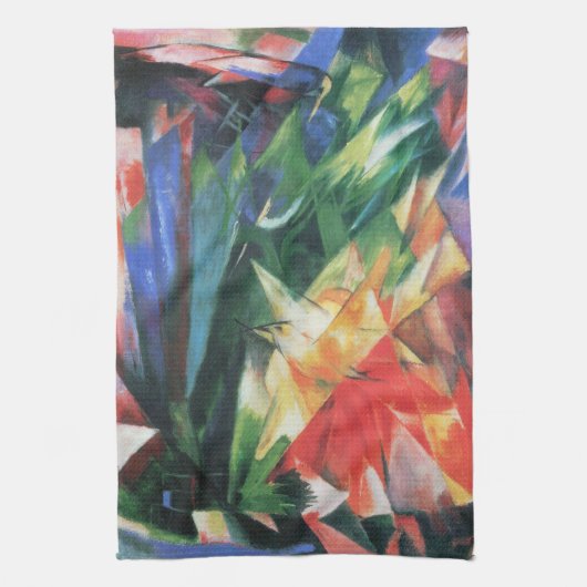 Vogels (Vogel) van Franz Marc,  Cubistische kunst Theedoek (Verticaal)