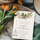  Vogels Vogelkooi Perzik Koraal Bloeit Bruiloft Kaart