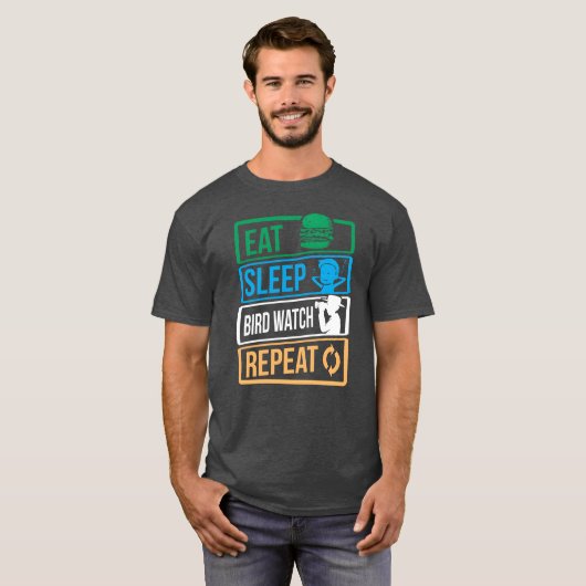 Vogels Vogelliefhebber Eet Slaap Vogel Horloge Ver T-shirt (Voorkant volledig)