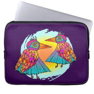 Vogels vol kleur laptop sleeve