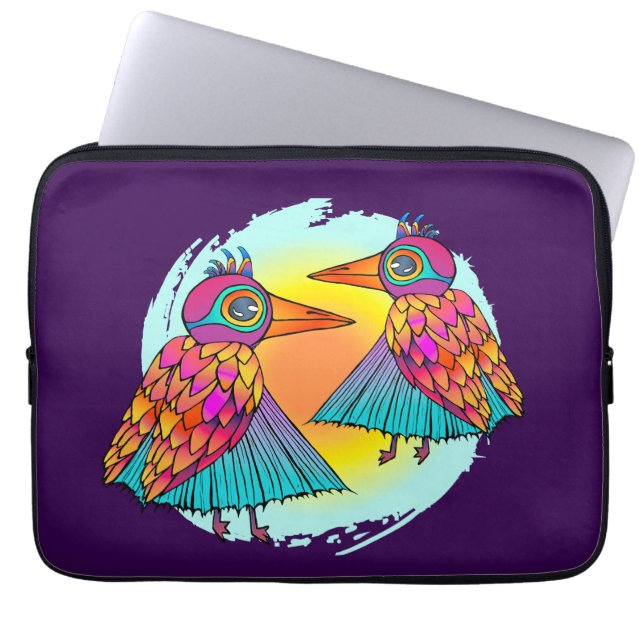 Vogels vol kleur laptop sleeve (Voorkant)