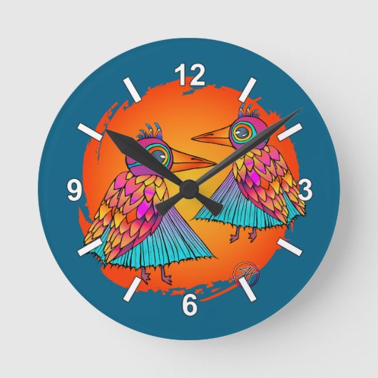 Vogels vol kleur ronde klok (Voorkant)