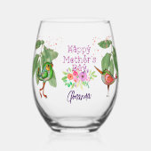 vogels voor de Moederdag Wijnglas Zonder Voet (Voorkant)